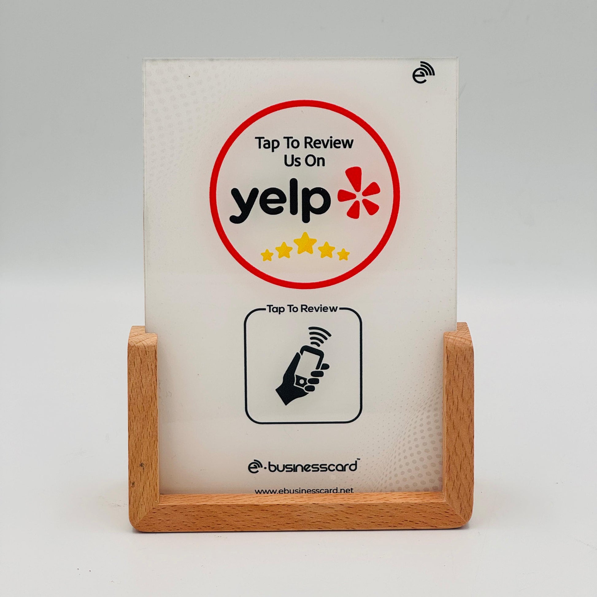 Wooden Base NFC Yelp Stand - eBusinesscard