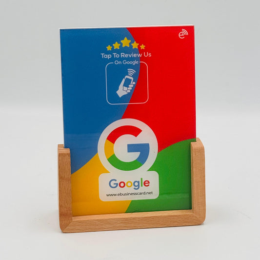 Wooden Base NFC Google Stand - eBusinesscard